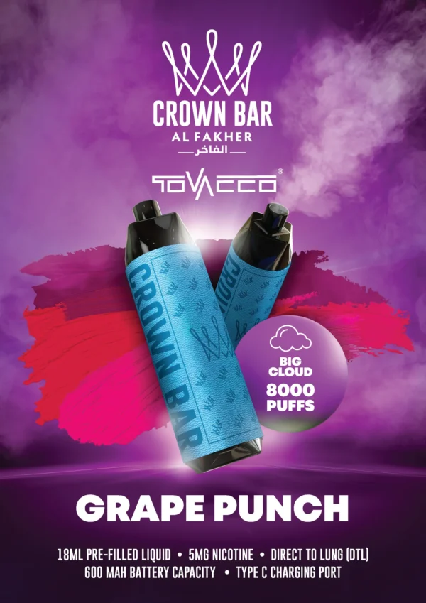 Al Fakher Vape Crown Bar Big Cloud 8000 Puffs 5% Vape monouso alla nicotina all'ingrosso - Stock di magazzino europeo - KeenVape - 3