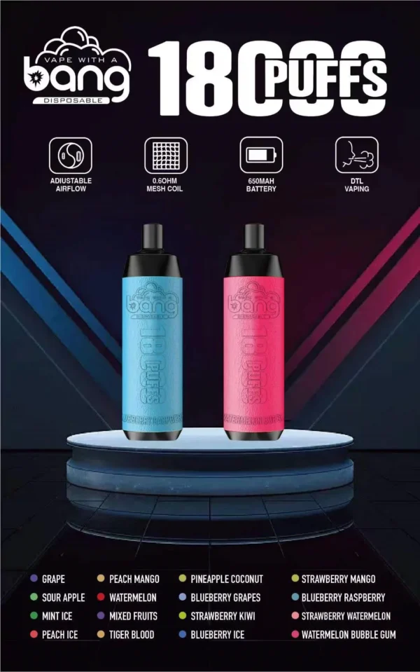 Bang Crown Bar 18000 Puffs 0% 2% 3% 5% Alacsony nikotin tartalmú, újratölthető, eldobható Vapes Pen Tömeges vásárlás Nagyker - KeenVape - 1