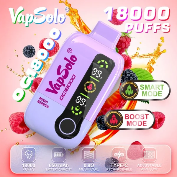 Vapsolo DG 18000 Puffs 2% 5% Alacsony nikotintartalmú, újratölthető, eldobható Vapes Pen tömeges vásárlás Nagyker - KeenVape - 6
