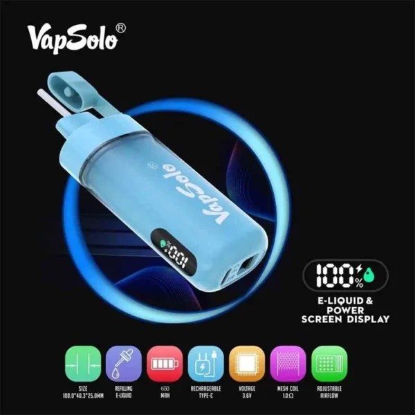 Vapsolo Tornado Pro 12000 Puffs 2% 5% Alacsony nikotintartalmú Újratölthető Eldobható Vapes Pen Tömeges Vásárlás Nagyker - KeenVape - 8