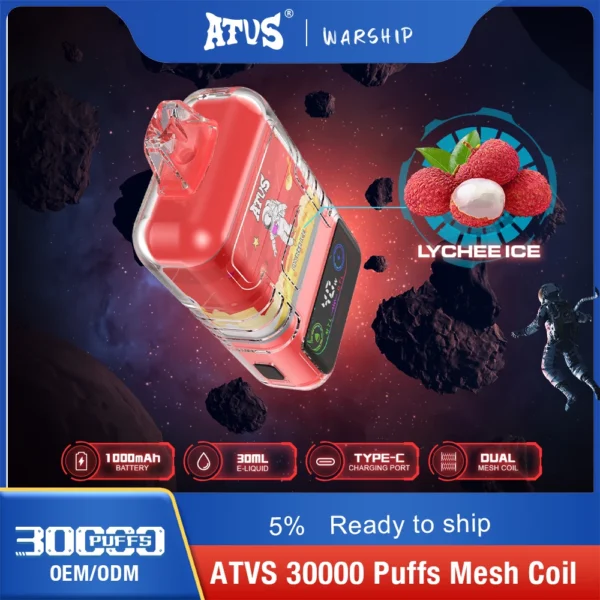 ATVS 30000 Puffs Dual Mesh 5% Low Nicotine Rechargeable Disposable Vapes Pen Bulk Buy Wholesale - KeenVape - 5