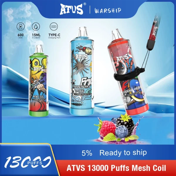 Penna per vaporizzatori usa e getta ricaricabile a basso contenuto di nicotina Atvs 13000 Puffs 5% Acquista all'ingrosso - KeenVape - 1