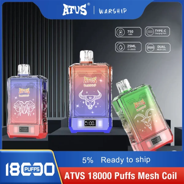 Atvs Warship 18000 Puffs 5% Penna per vaporizzatori usa e getta ricaricabile a basso contenuto di nicotina Acquista all'ingrosso - KeenVape - 9