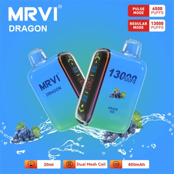 MRVI Dragon 13000 Puffs Dual Mesh Digital Screen 2% 5% Low Nicotine Rechargeable Disposable Vapes Pen Bulk Buy Wholesale - KeenVape - 9