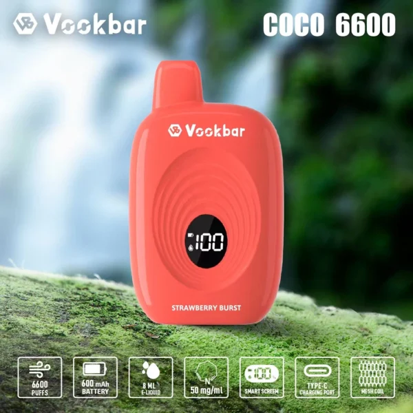 Vookbar Coco 6600 Puffs Écran intelligent numérique 3% Stylo à vape jetable rechargeable à faible teneur en nicotine Acheter en gros - KeenVape - 4