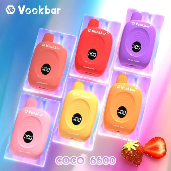 Vookbar Coco 6600 Puffs Écran intelligent numérique 3% Stylo à vape jetable rechargeable à faible teneur en nicotine Acheter en gros - KeenVape - 1