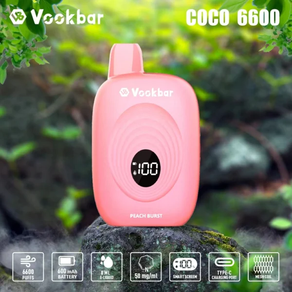 Vookbar Coco 6600 Puffs Écran intelligent numérique 3% Stylo vape jetable rechargeable à faible teneur en nicotine Acheter en gros - KeenVape - 5