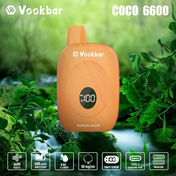 Vookbar Coco 6600 Puffs Écran intelligent numérique 3% Stylo à vape jetable rechargeable à faible teneur en nicotine Acheter en gros - KeenVape - 7