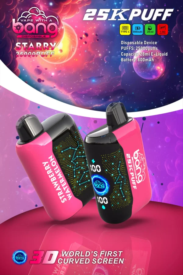 Bang Starry 25000 Puffs 3D Curved Screen 0% 2% 3% 5% Low Nicotine Rechargeable Disposable Vapes Pen Bulk Buy Wholesale - KeenVape - 2