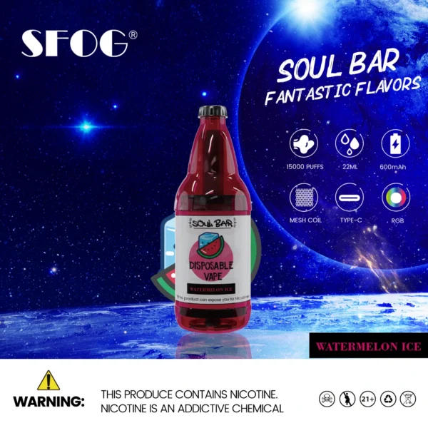 SFOG SOUL BAR 15000 Puffs RGB 5% Low Nicotine Rechargeable Disposable Vapes Pen Bulk Buy Wholesale - KeenVape - 15