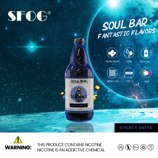 SFOG SOUL BAR 15000 Puffs RGB 5% Low Nicotine Rechargeable Disposable Vapes Pen Bulk Buy Wholesale - KeenVape - 5