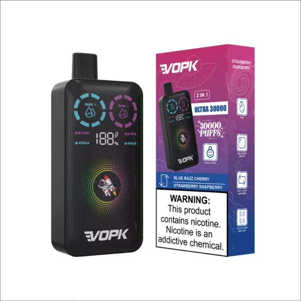 VOPK ULTRA 30000 Puffs Double Flavour Dual Mesh Digital Screen 2% Low Nicotine Rechargeable Disposable Vapes Pen Bulk Buy Wholesale - KeenVape - 3